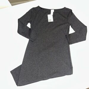 H&M dark Grey ribbed 3/4 sleeve midi dress stretch with a relaxed fit. Sz S NWT